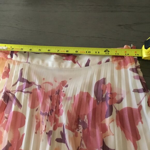 Zara Floral Chiffon Maxi Skirt – Pleated, Blush Pink Boho Beauty Size M - Picture 5 of 6